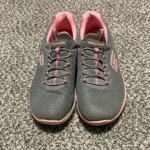 Skechers Women's Charcoal and Coral Sneakers